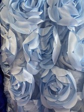 Baby Blue Satin Bridal Petal Rosette on mesh Fabric 52" Wide Sold By The Yard