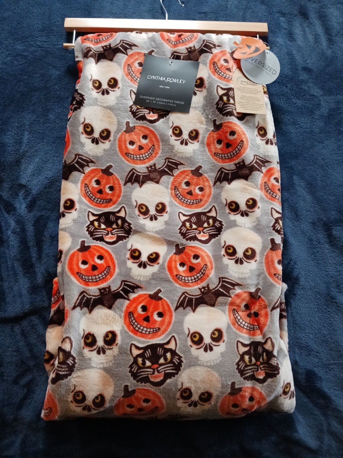 New 2023 Home Goods Halloween Throw Blanket Light Gray With Multi  Colored... | eBay