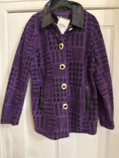 Bob Mackie Wearable Art Purple & Black Pattern Fleece Jacket Rare Bnwt Medium