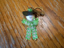 GREEN  WHITE Beaded Snowlady Keychain/Keyring - READ DESCRIPTION 
