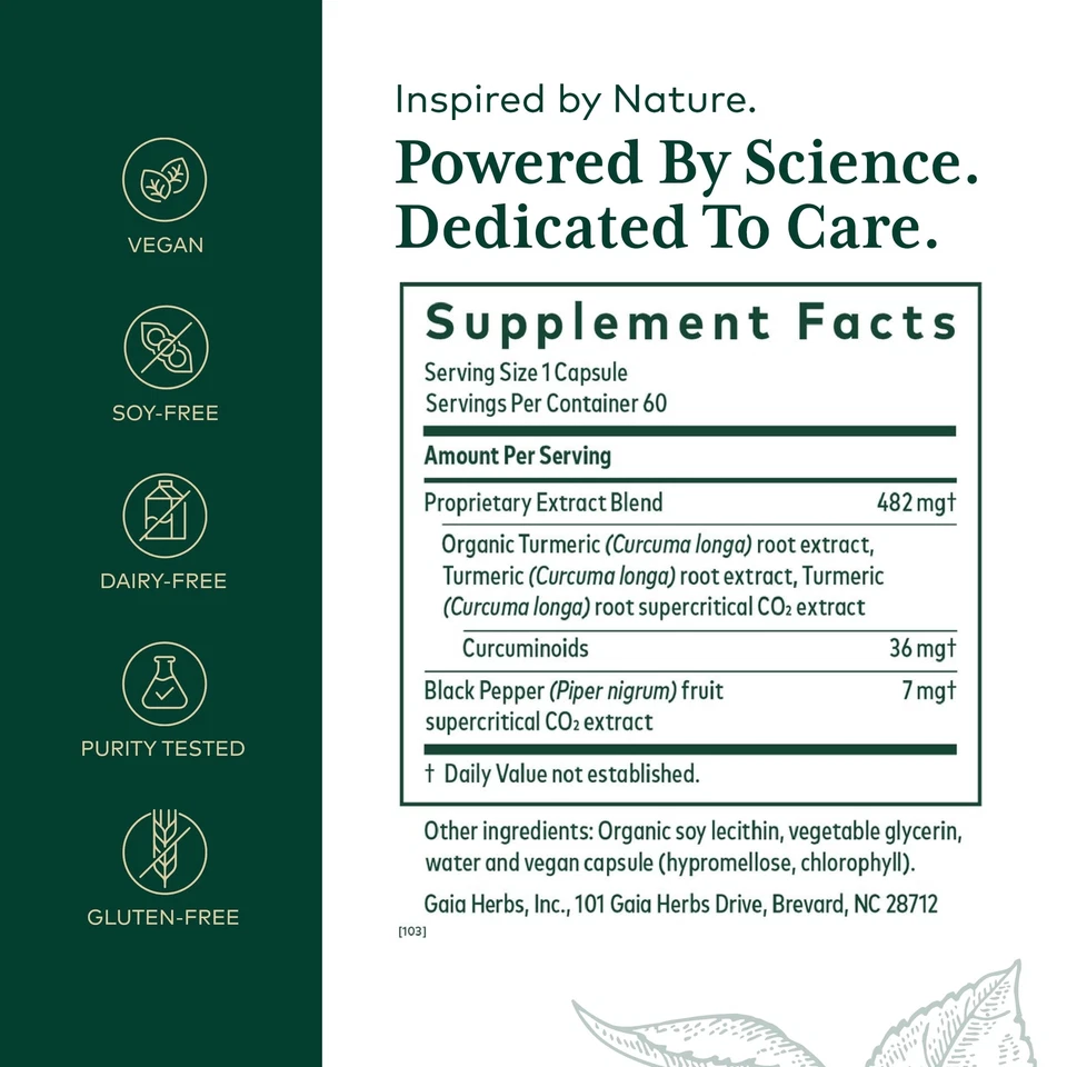 Gaia Herbs Pro Curcuma Supreme - Suplemento de apoyo a la salud inmunológica - Cúrcuma S... Foto 2 de 4