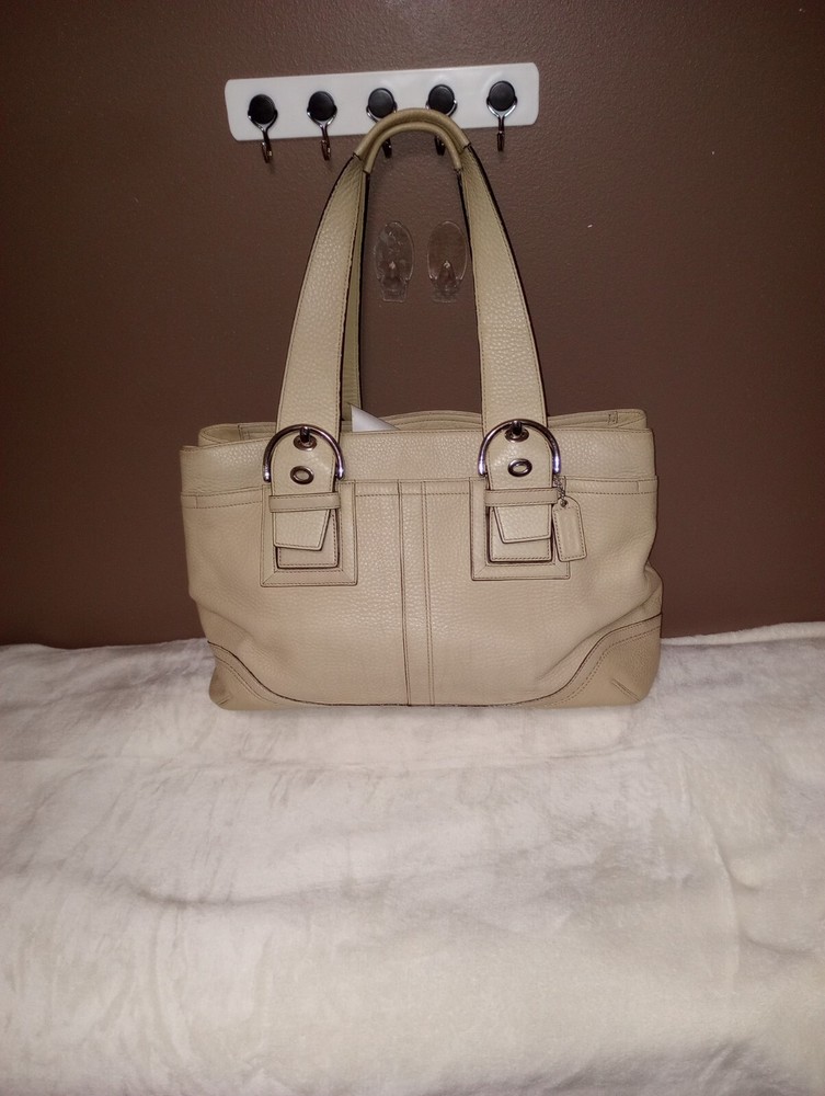 Great deal!!! coach beige leather Soho top stitch satchel bag
