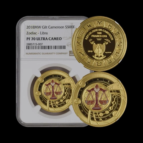 CAMEROON. 2018, 500 Francs, Silver - NGC PF70 - Top Pop 🥇 Zodiac, Libra