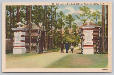 Entrance to Old Fort Raleigh Roanoke Island North Carolina NC Postcard ...