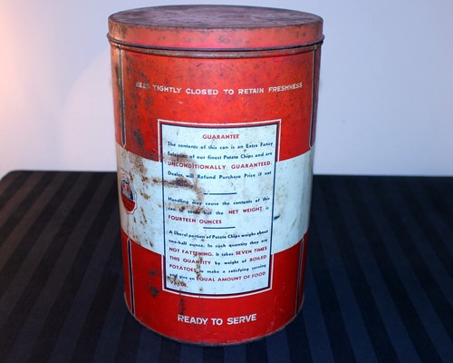 Vintage 1950s snack food tin ... HUSMAN'S Potato Chips .. with RECIPES - 11" - Picture 9 of 12