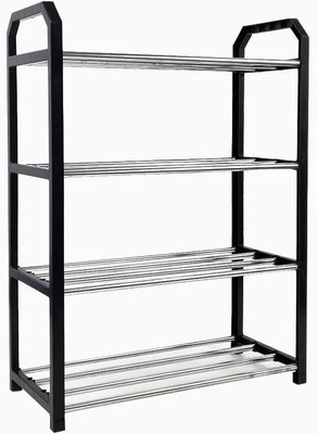 4-Tier Standing Shoe Rack PARACASA Stackable Free Plastic Shoes Organizer Black