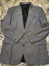 Vintage Haggar Imperial Mens 100 Wool Glen Plaid Blazer Grey 46 Regular