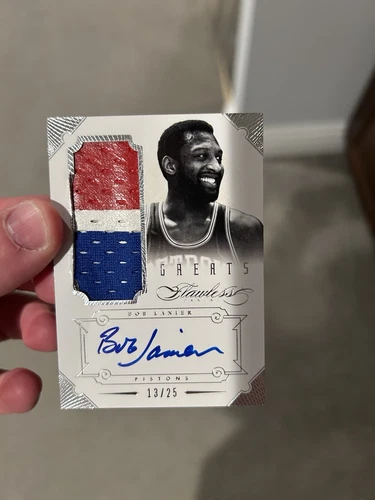 BOB LANIER 2012-13 PANINI FLAWLESS GREATS Game Used JERSEY ON CARD AUTO /25