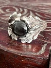 Vintage Art Deco Sterling Silver Black Star Sapphire Ring Size 6, 5g FREE SHIP