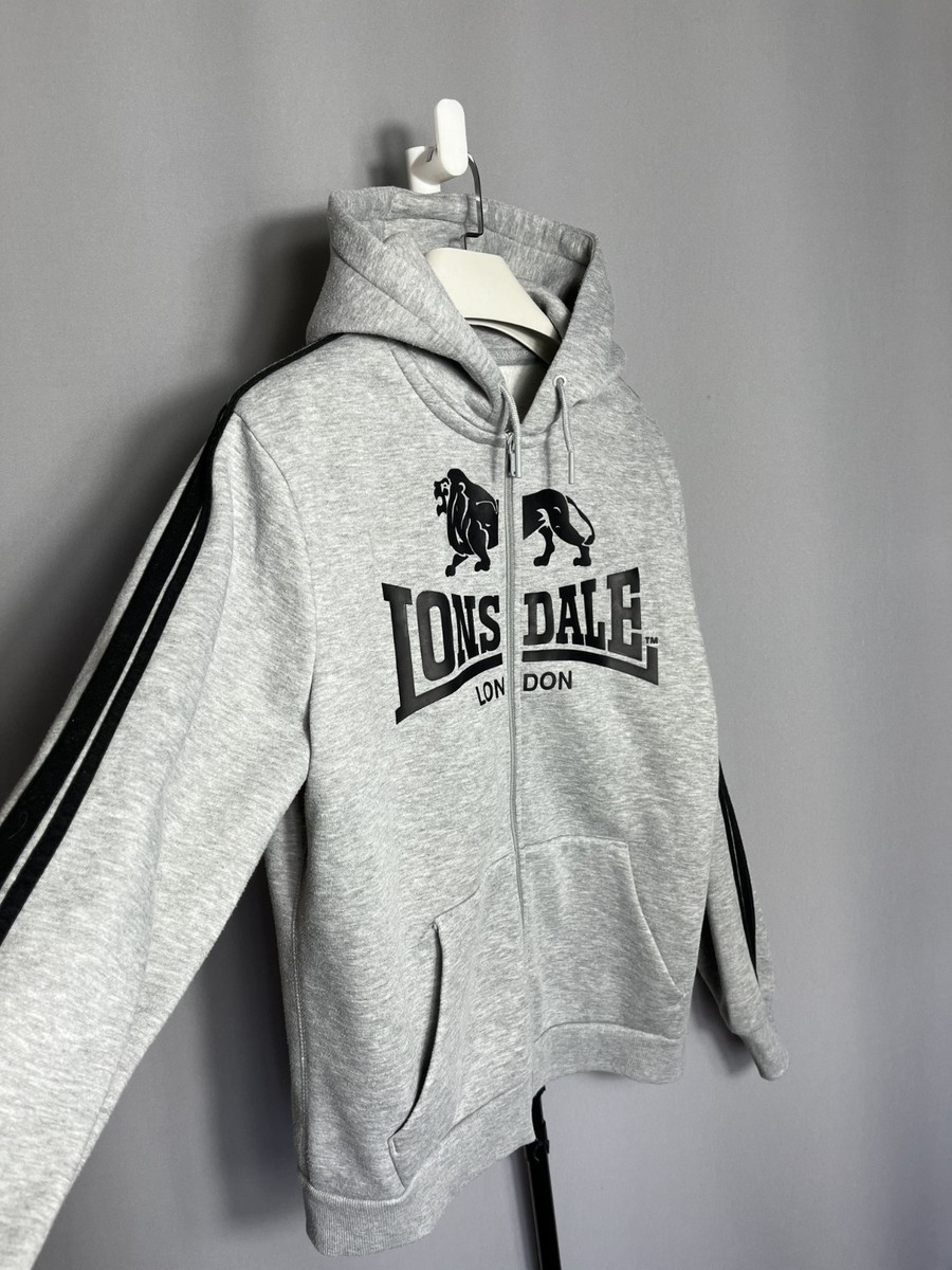 Lonsdale London hoodie full zip grey mens winter Sz L | eBay