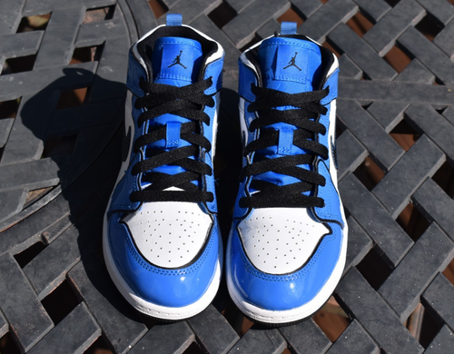 Nike Air Jordan 1 Mid PS 'Signal Blue' 2021 BQ6932-402 Juvenil Talla 3Y - Imagen 6 de 10