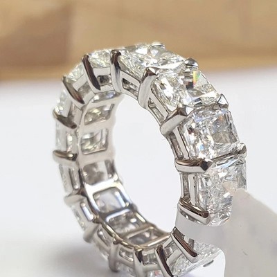 7.70Ct Radiant Cut White Diamond Full Eternity Wedding Band 925 Silver Certified
