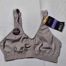 Bali Comfort Revolution Seamless Crop Top Bra Taupe Striped Wireless Small NWT