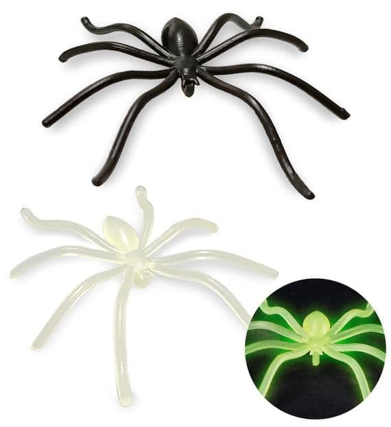 Halloween Glow in the Dark Spiders Bag of 6 Spooky Decoration