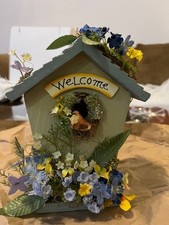 Used "Welcome" pale green wooden decorative bird house for indoor use