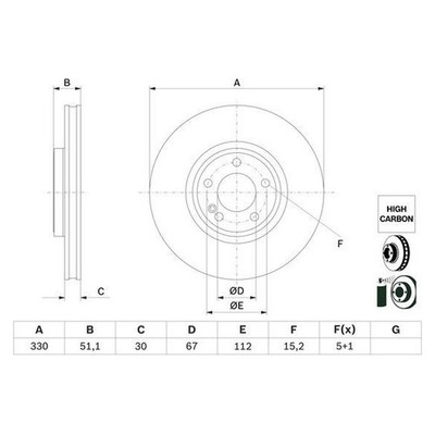 Bosch brake disc vented ø330 mm for Mercedes-Benz A-Class W177 4-matic V177