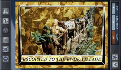 Star Wars Card Trader Chrome Sapphire RoTJ 100cc Gold Escorted To Ewok Village