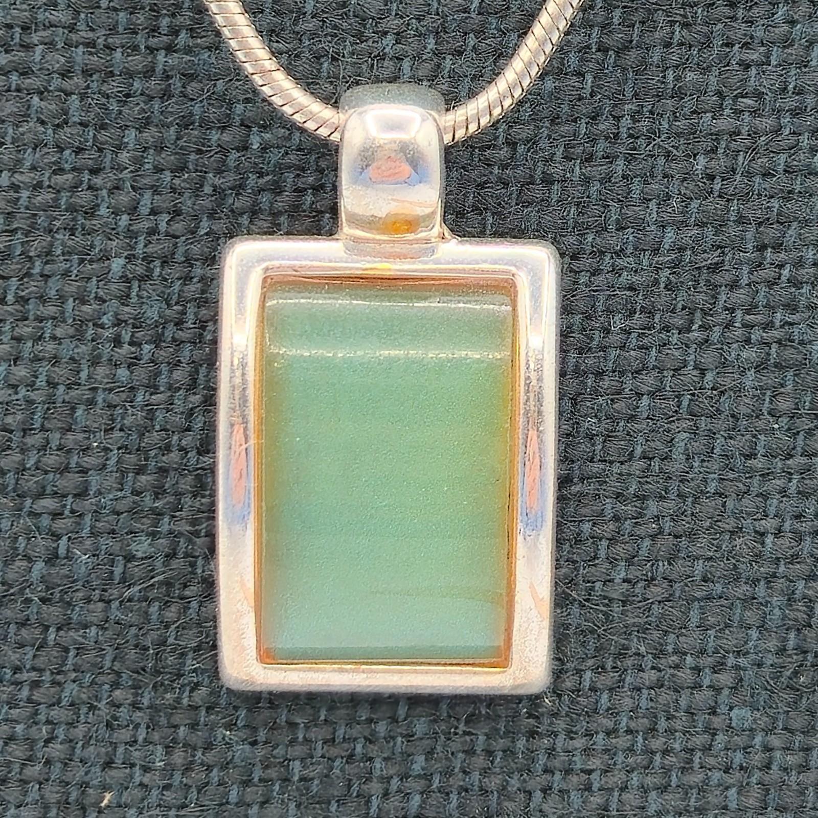 Rectangle Green Stone Statement Piece Pendant Nec… - image 3