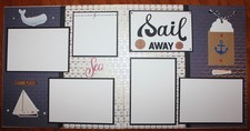 Cruise scrapbook pages , 2 each 12 x 12 handmade assembled "Sail Away"