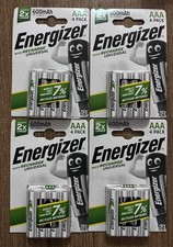16x Energizer AAA Rechargeable Batteries 600 mAh 4 Packs of 4 Brand New FREE P+P 1.25 per battery
