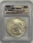 1922 Daniel Carr Misaligned Obverse Die Peace Dollar Overstrike ICG MS70