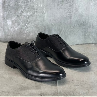 VANCE CO. Men\'s Black Faux Leather Vincent Plain Toe Lace-Up Oxfords SZ 8 Templeton Oxford Dress Shoe | Vance Footwear main image 4