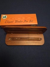 Vintage VP103 Wooden Pen Gold Tone Trim Wood Gift Case NOS Made Taiwan