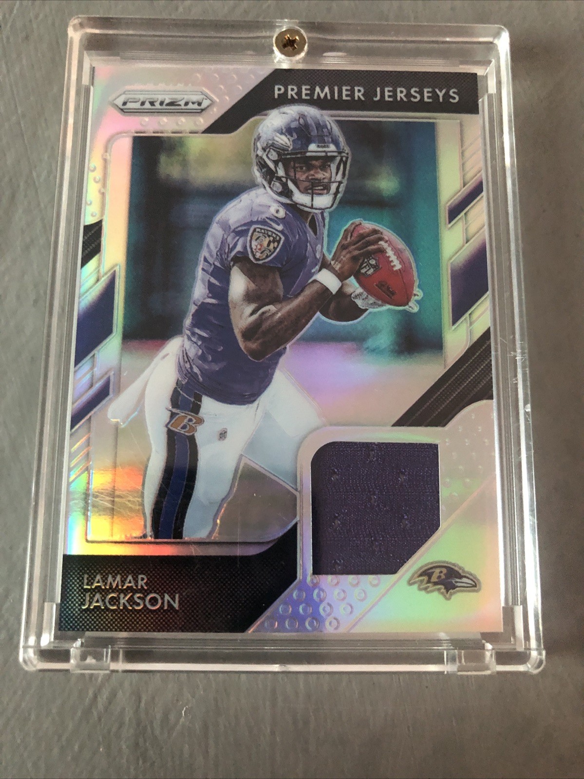 LAMAR JACKSON ROOKIE PATCH 2018 PANINI PRIZM SILVER PREMIER JERSEY
