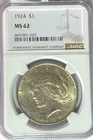 1924 $1 Peace Silver One Dollar US NGC MS62