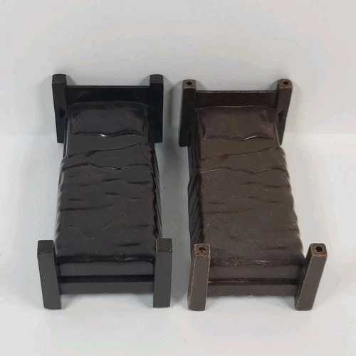 Vintage Marx Early Fort Apache Brown Bunk Beds Bunkhouse Hard Plastic