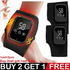 Electric Foot Ankle Massager Heating Vibration  Hot Compress Pain Relief Black