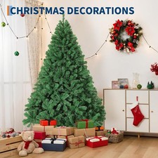 9ft Christmas Tree Pre-Lit Artificial Green w/ 2400 PVC Branch Tip Full Dense