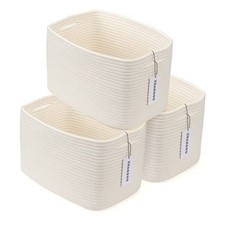 Cotton Rope storage Basket Bins Woven Basket for Organizing Shelves White