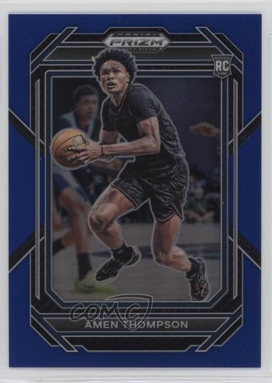 2023-24 Panini Prizm Draft Picks Blue Prizm /199 Amen Thompson #4 Rookie RC