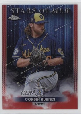 2022 Topps Series 2 Stars of MLB Chrome Red Refractor 56/75 Corbin Burnes 1c0s