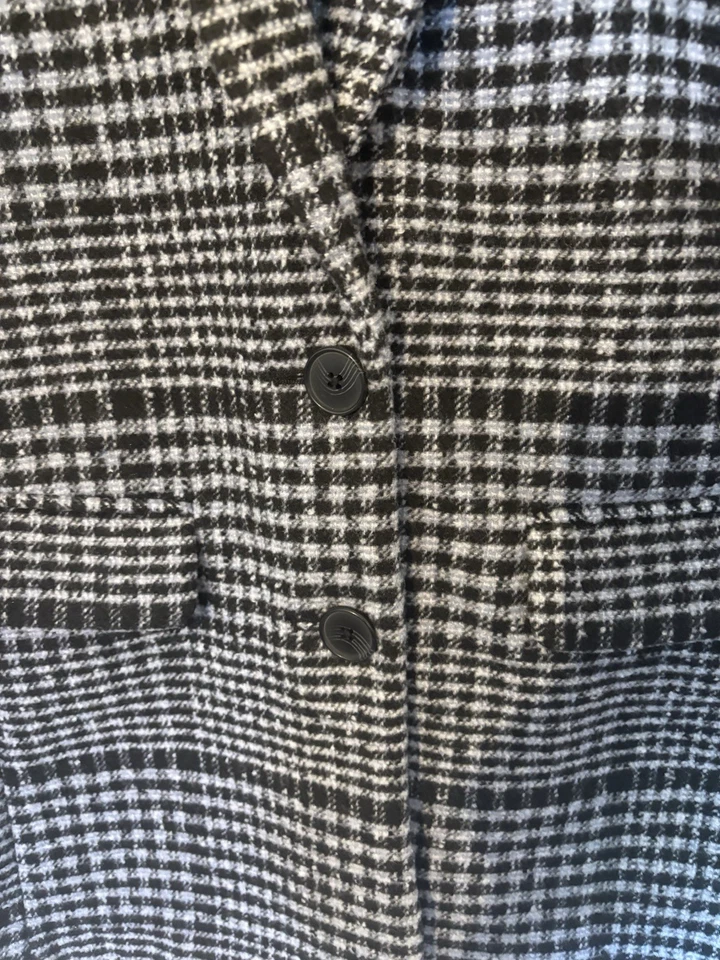 Old Navy Women's Plaid Blazer Small Black Light Blue Wool/Poly Blend NWT - Image 3 of 4