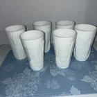 Lot of 6 Vintage Harvest Grape Indiana Glass Co Milk Glass Juice Glasses 6” Tall