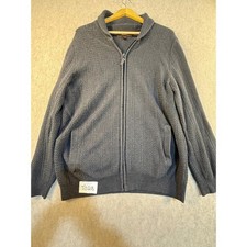 Tasso Elba Mens Gray Textured Chevron Full Zip Cotton Cardigan Sweater Size M