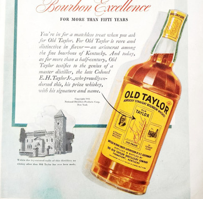 1942 Old Taylor Kentucky Bourbon Advertisement Whiskey Liquor Distillery E90G1