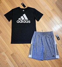 NEW ADIDAS Youth Big Boy T-Shirt  Drawstring Short Set YL - 14/16 