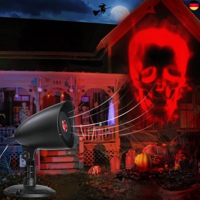 iShabao Halloween Deko Outdoor, 3D Dynamische Halloween Projektor mit Timer,