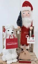 NEW Home Goods Shopping Santa Nutcracker Christmas Figurine & Poodle Dog Set