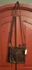 NWT Vintage FOSSIL 100 Leather CROSSTOWN ORGANIZER Crossbody Bag Purse Expresso