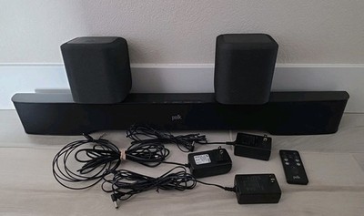 Polk Audio DSB1 Cinema Sound Bar With Cords And Remote, 2 Polk DSR3 Wireless...