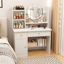 Dressing Table,Makeup Table with Drawers, Vanity Desk with Mirror and Led Lights