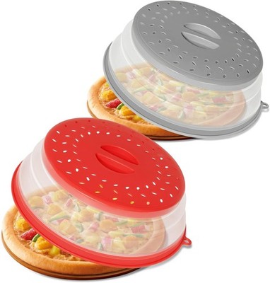 2 Pack Collapsible Microwave Splatter Cover, Vented Microwave Lid with Hook