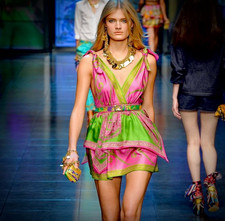 NWT 2012 RUNWAY D&G: Dolce & Gabbana, Silk Scarf Pink Mini Dress: IT 42, US 6