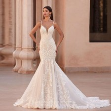 Shoulder Straps Backless Beads Sequins Appliques Elegant Mermaid Wedding Dresses