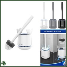 MR.SIGA Toilet Bowl Brush and Holder, Sturdy Long Handle, White, 1 Pack