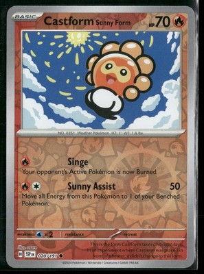 Pokémon TCG Castform Sunny Form Common Reverse Holo Surging Sparks 020/191 NM